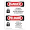 Signmission Safety Sign, OSHA Danger, 5" Height, Lockout Electricity Before Working Bilingual Spanish OS-DS-D-35-VS-1431 - alternate 1